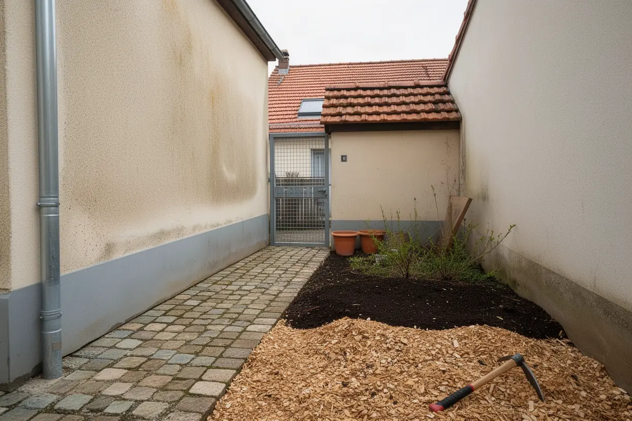 Cour dégagée après rognage de souche à Bischheim