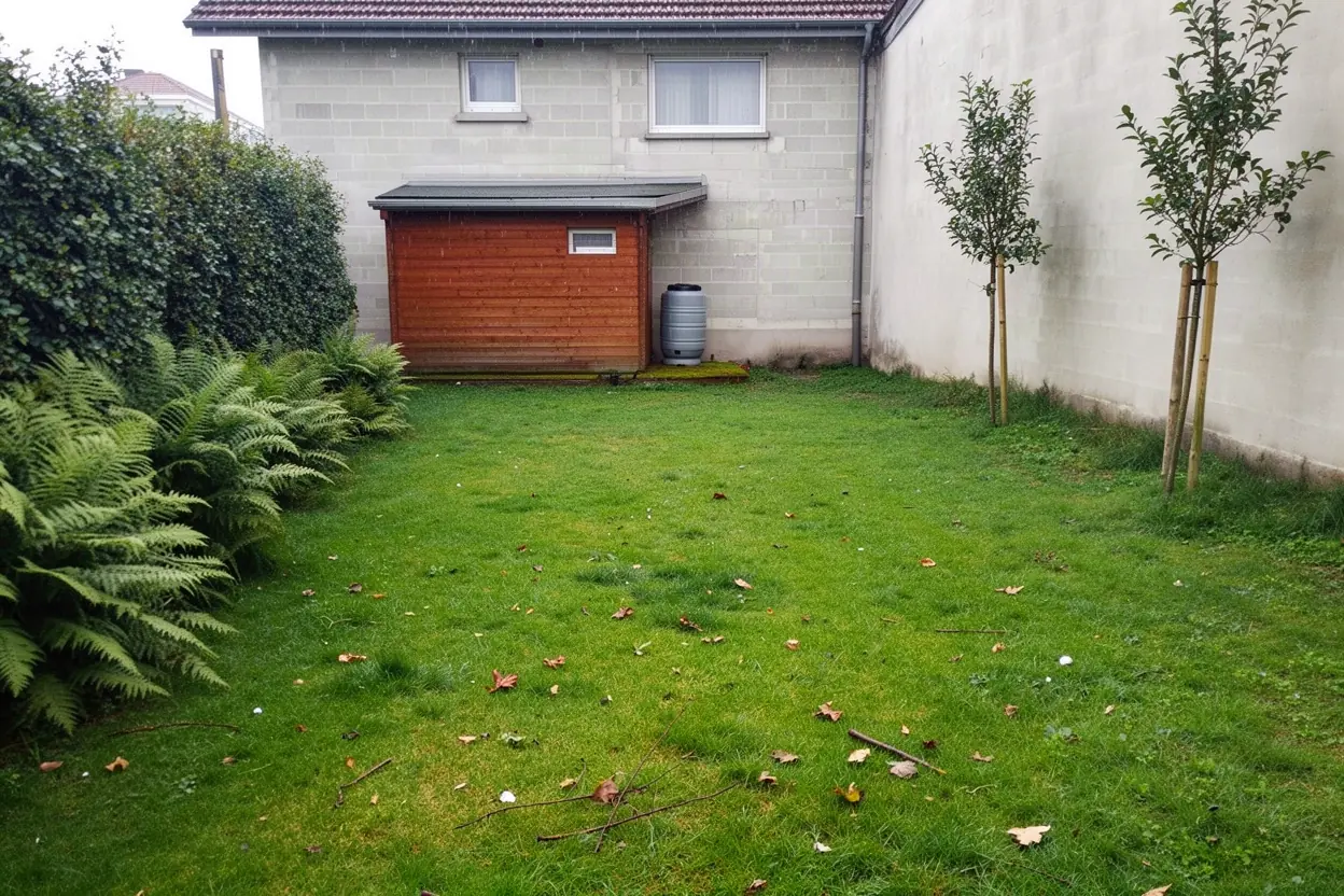 Jardin ratissé après ramassage à Illkirch-Graffenstaden
