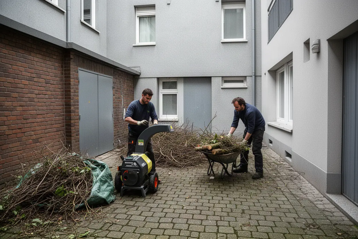 Équipe ramassant des branches après élagage à Ostwald